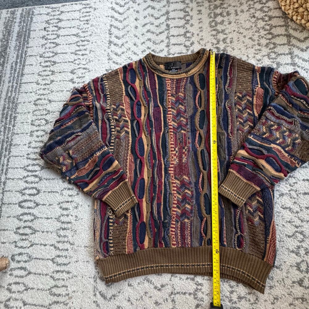 Vtg 1990s J Ferrar Cable Knit Coogi Inspired Sweater Size Medium - Picture 3 of 6